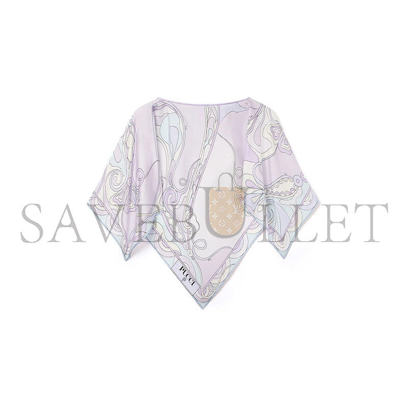 PUCCI ORCHIDEE PRINT SILK CAPE BLOUSE 5URM975U894044